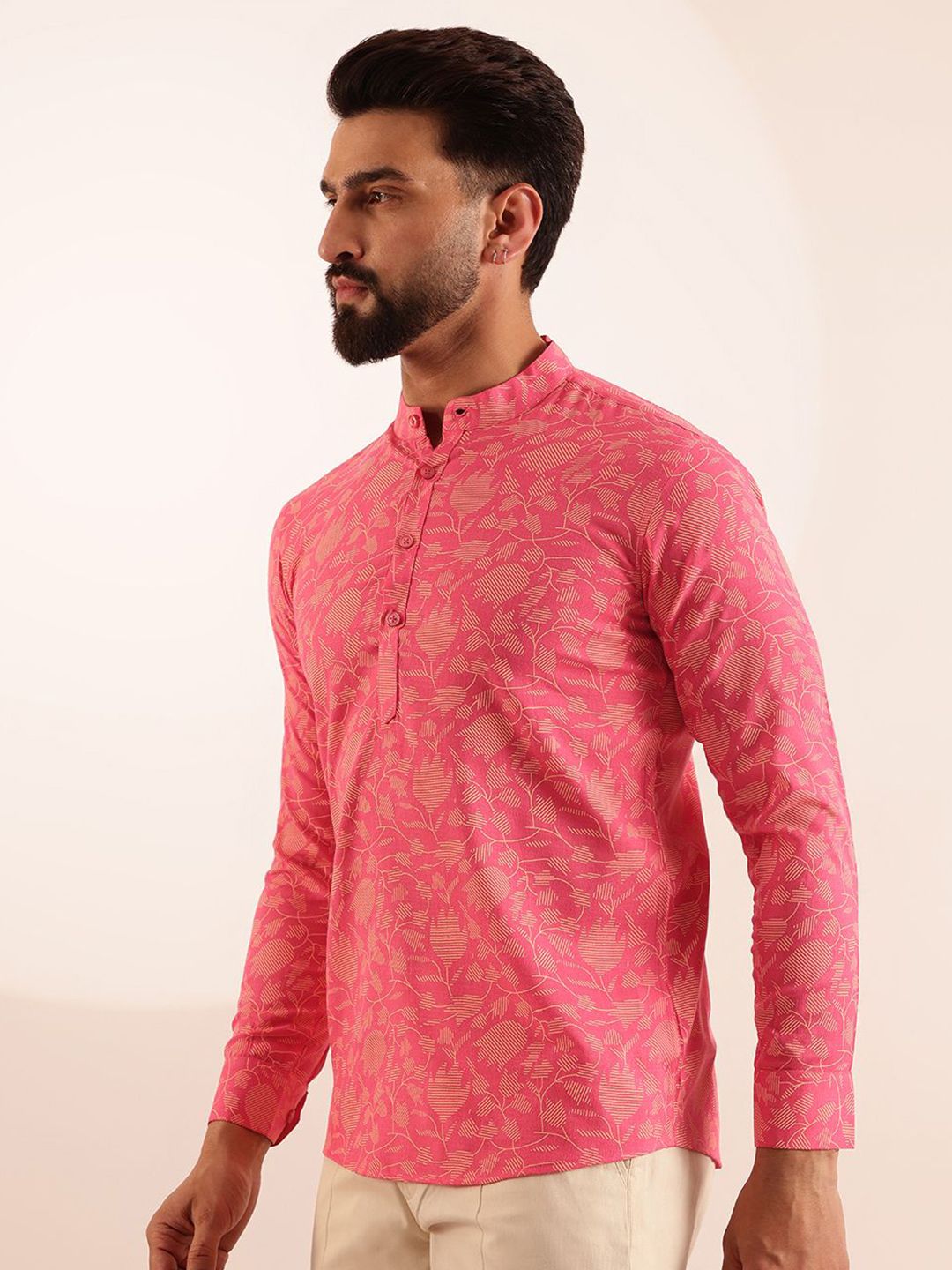 Anouk Men Floral Printed Mandarin Collar Kurta