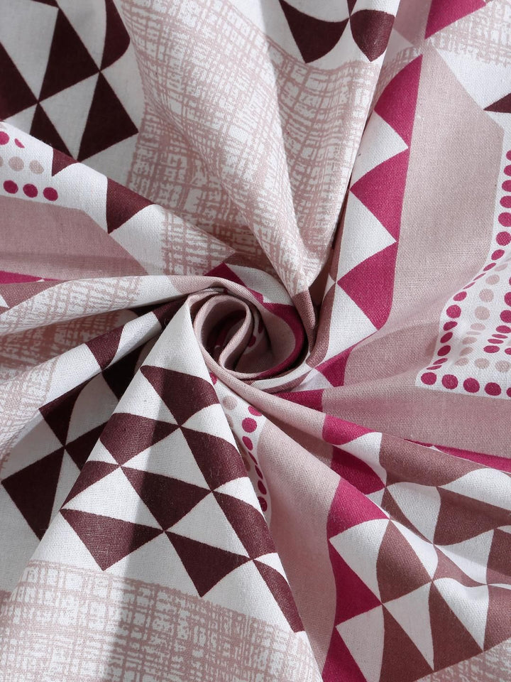 KLOTTHE Pink Geometric Cotton Single Bedsheets