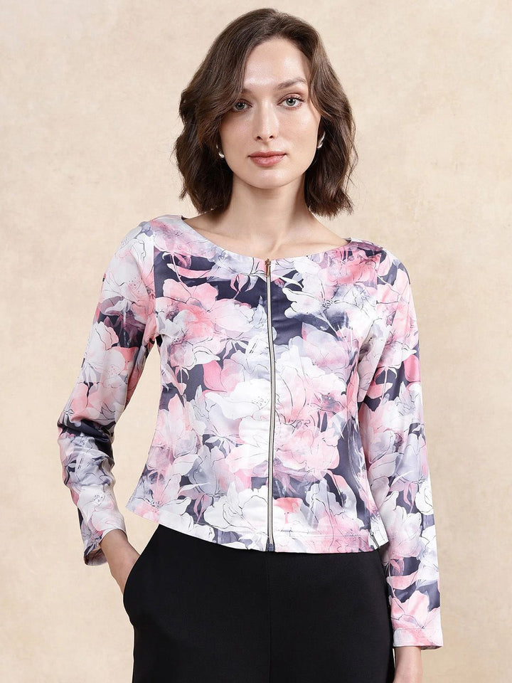 Rareism Women Floral Printed Round Neck Top