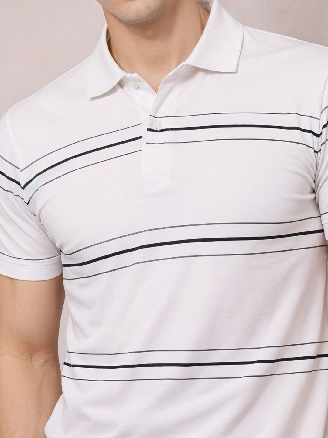 ADRO Men Striped Polo Collar T-shirt
