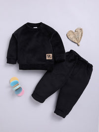 Moms Love Infant Boys Ribbed Velvet-Finish Pure Cotton Sweatshirt With Joggers