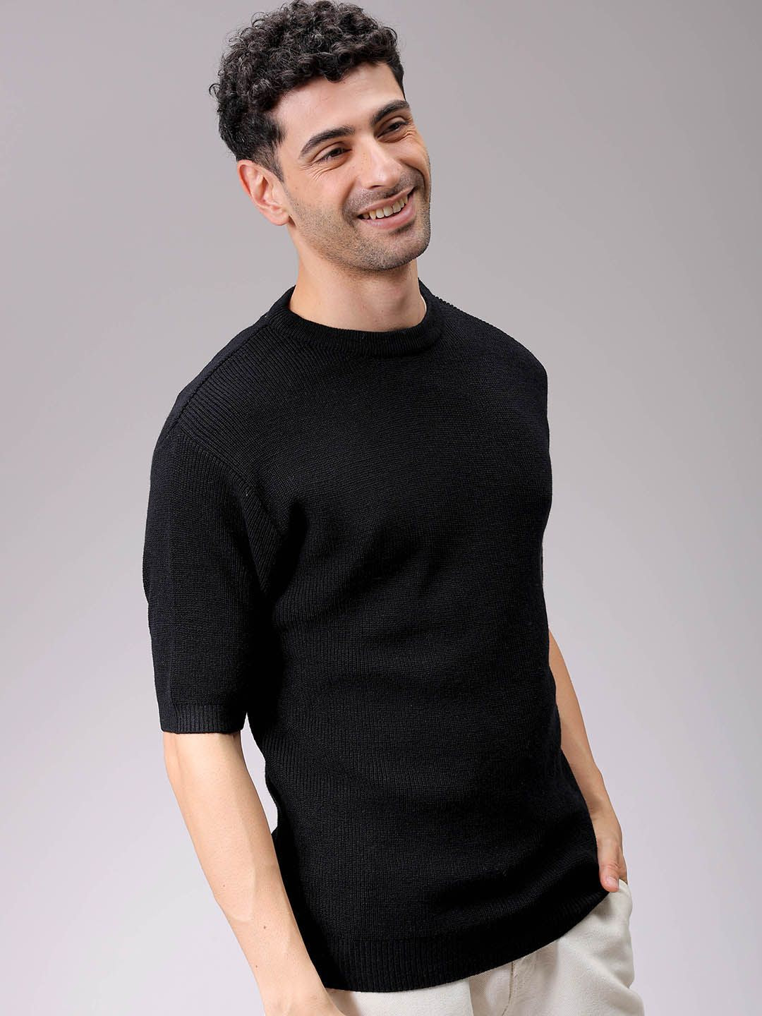 The Indian Garage Co Men Solid Round Neck Pullover