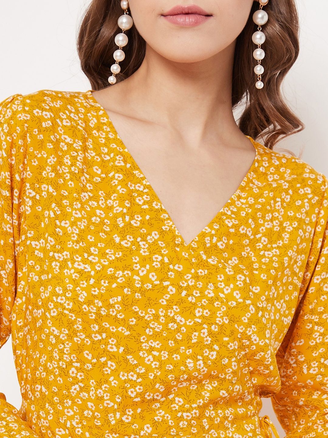 Berrylush Floral Print Bishop Sleeve Dress