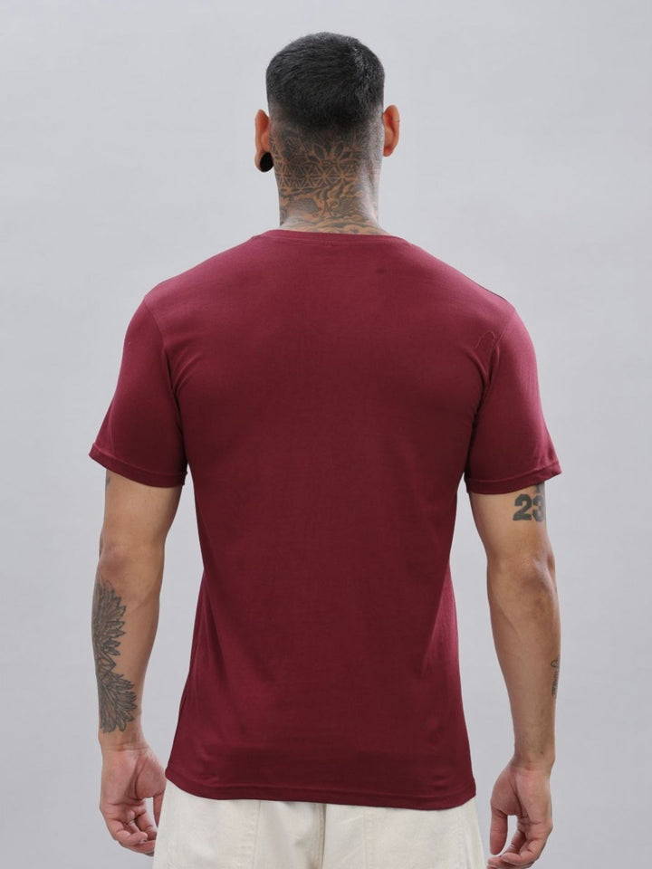 ADRO Men Solid V-Neck Cotton T-shirt