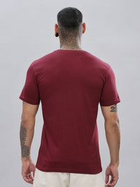 ADRO Men Solid V-Neck Cotton T-shirt