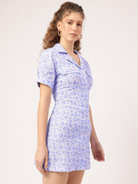 DressBerry Botanical Bliss Floral Print Pocket Detail Mini Shirt Dress