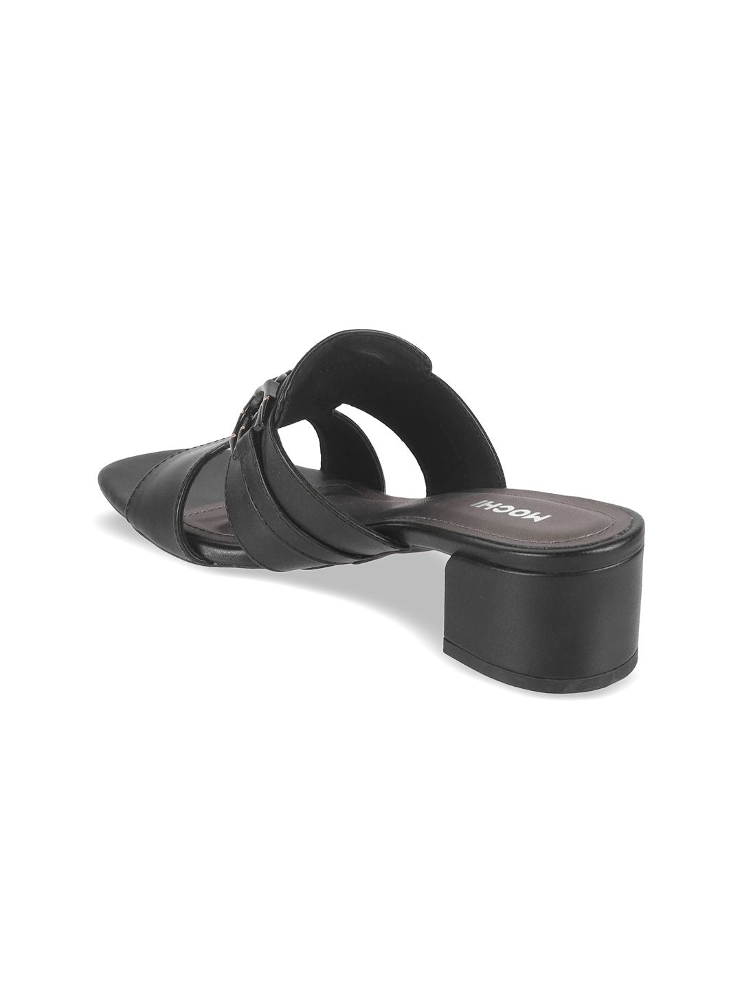 Mochi Women Open Toe Block Sandals with Buckles