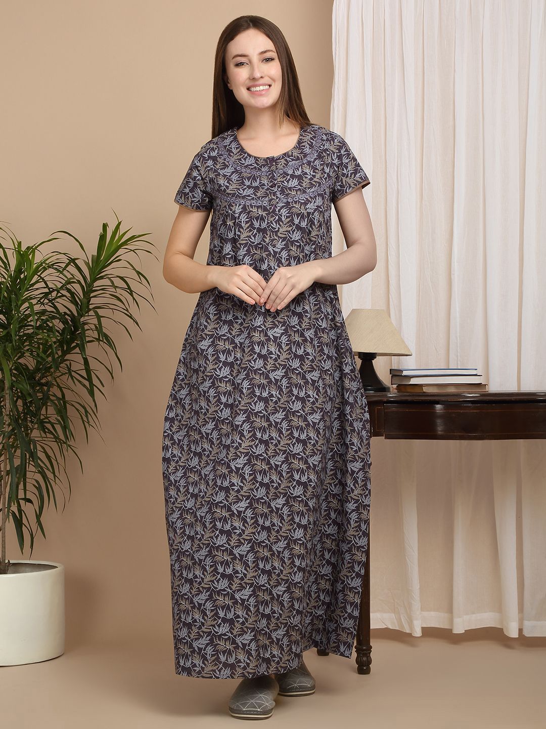 Sweet Dreams Printed Pure Cotton Maxi Nightdress