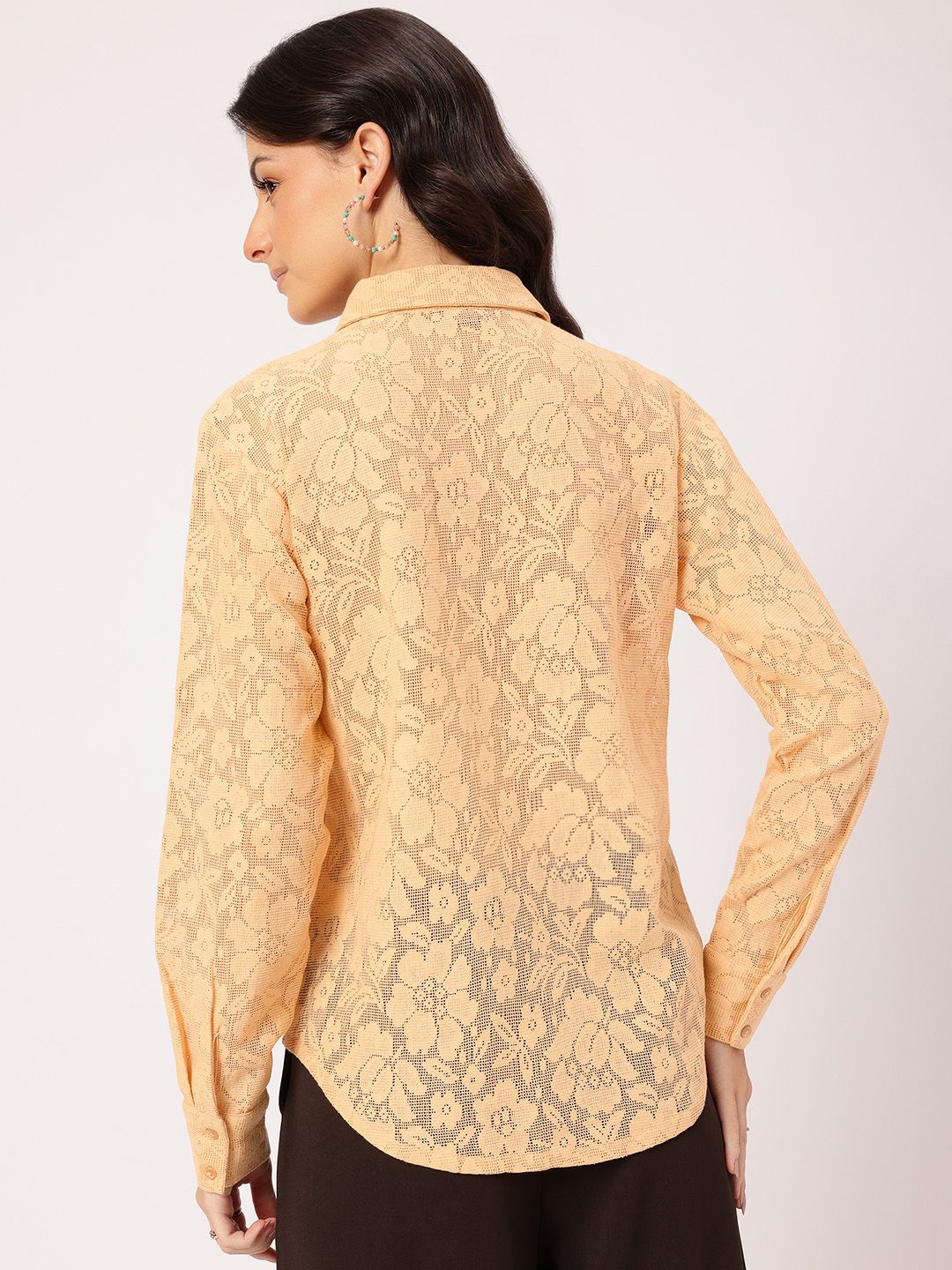 DressBerry Polished Whispers Self-Designed Semi-Sheer Shirt