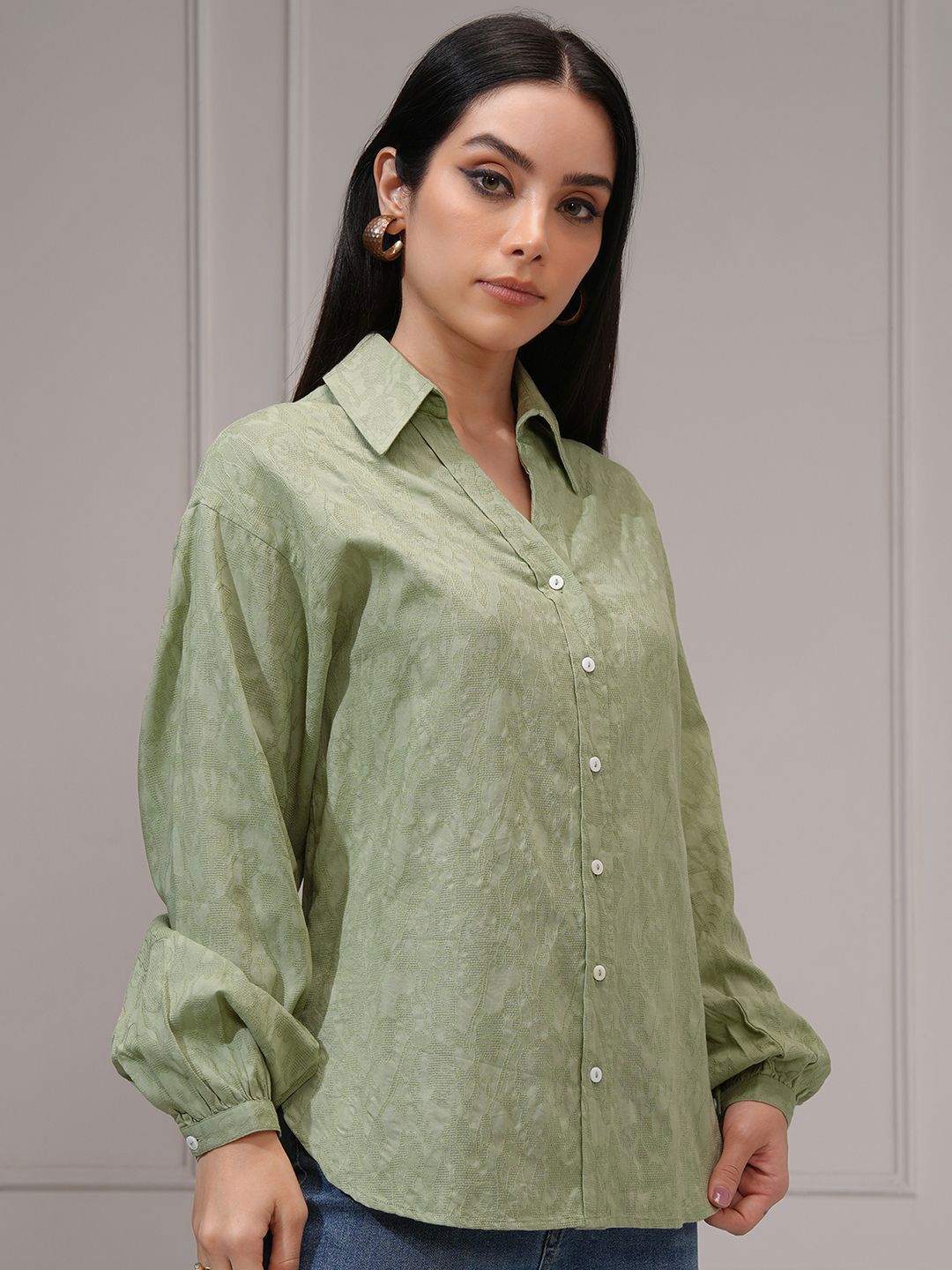 Tokyo Talkies Women Button Down Full Sleeve Shirt