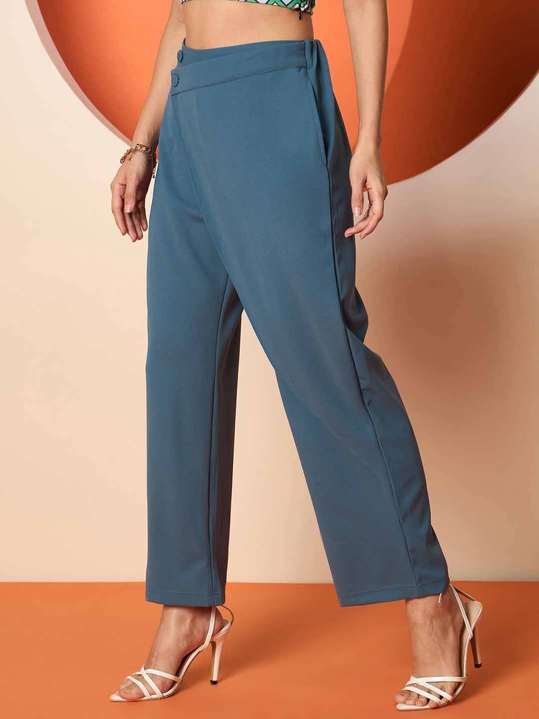 Antheaa Women Solid Smart Straight Fit stretchable Trousers