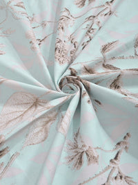 KLOTTHE Turquoise Floral Printed Fitted 300 TC King Double Bedsheet With 2 Pillow Covers