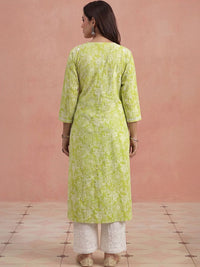 House of Chikankari Women Floral Embroidered Chikankari Kurta