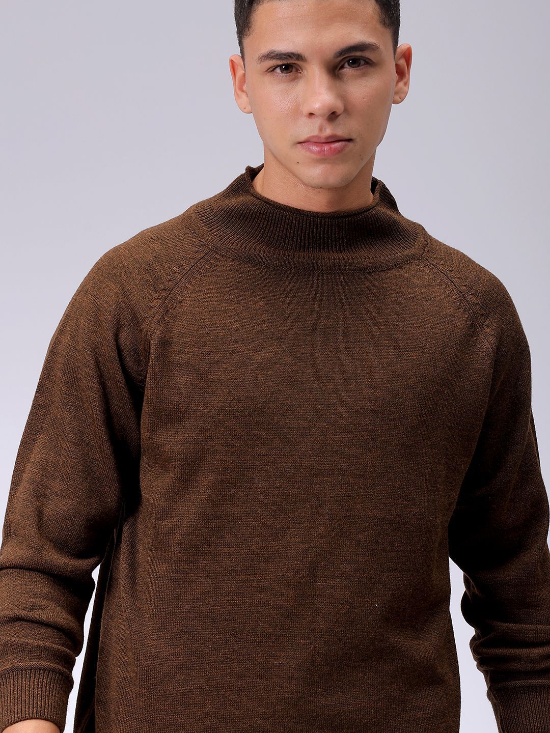 The Indian Garage Co Men Mock Collar Pullover Sweaters