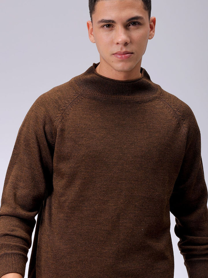 The Indian Garage Co Men Mock Collar Pullover Sweaters