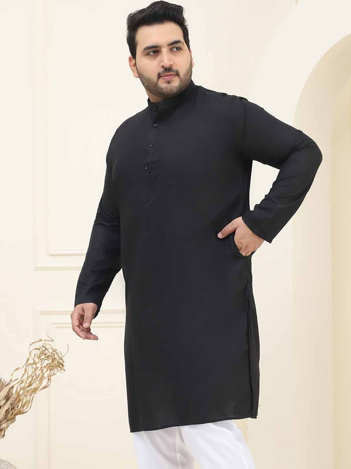 SOJANYA PLUS Band Collar Lengan Panjang Pure Cotton Straight Kurta