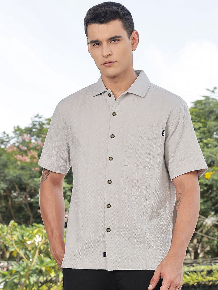 Thomas Scott Men's Premium Seersucker Cotton Casual Shirt