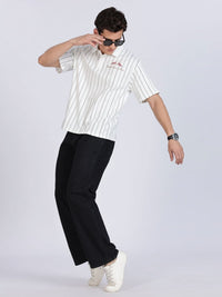 Eszett Greek Yacht White Polo Striped Cotton Collar Drop-Shoulder Sleeves Oversized Fit T-shirt