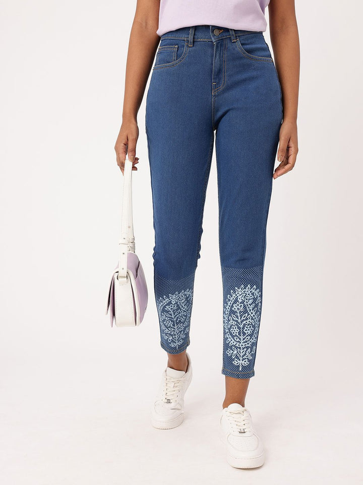 DressBerry Women Classic Touch Mom Fit Ethnic Printed Jeans