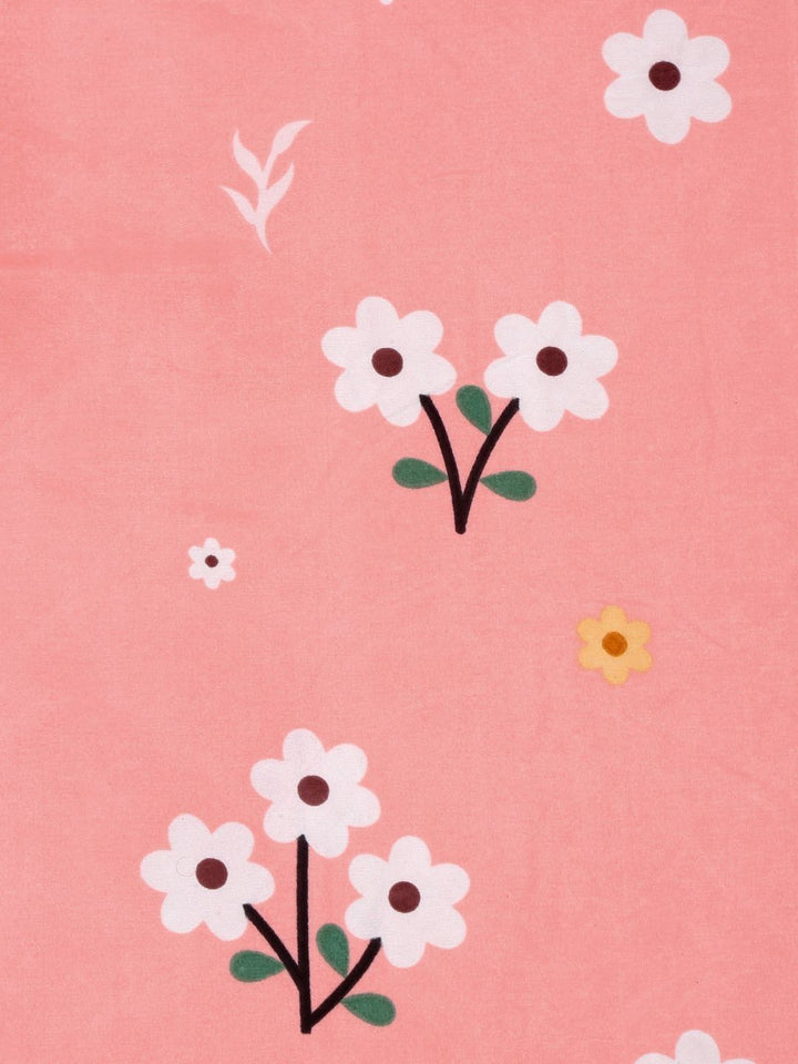Myntra Elegant Homes Orange & White Floral Printed Dilengkapi 300 TC King Bedsheet dengan 4 Sarung Bantal