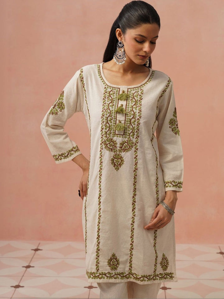 Kurta Sulam Benang Sulam Wanita Rumah Chikankari
