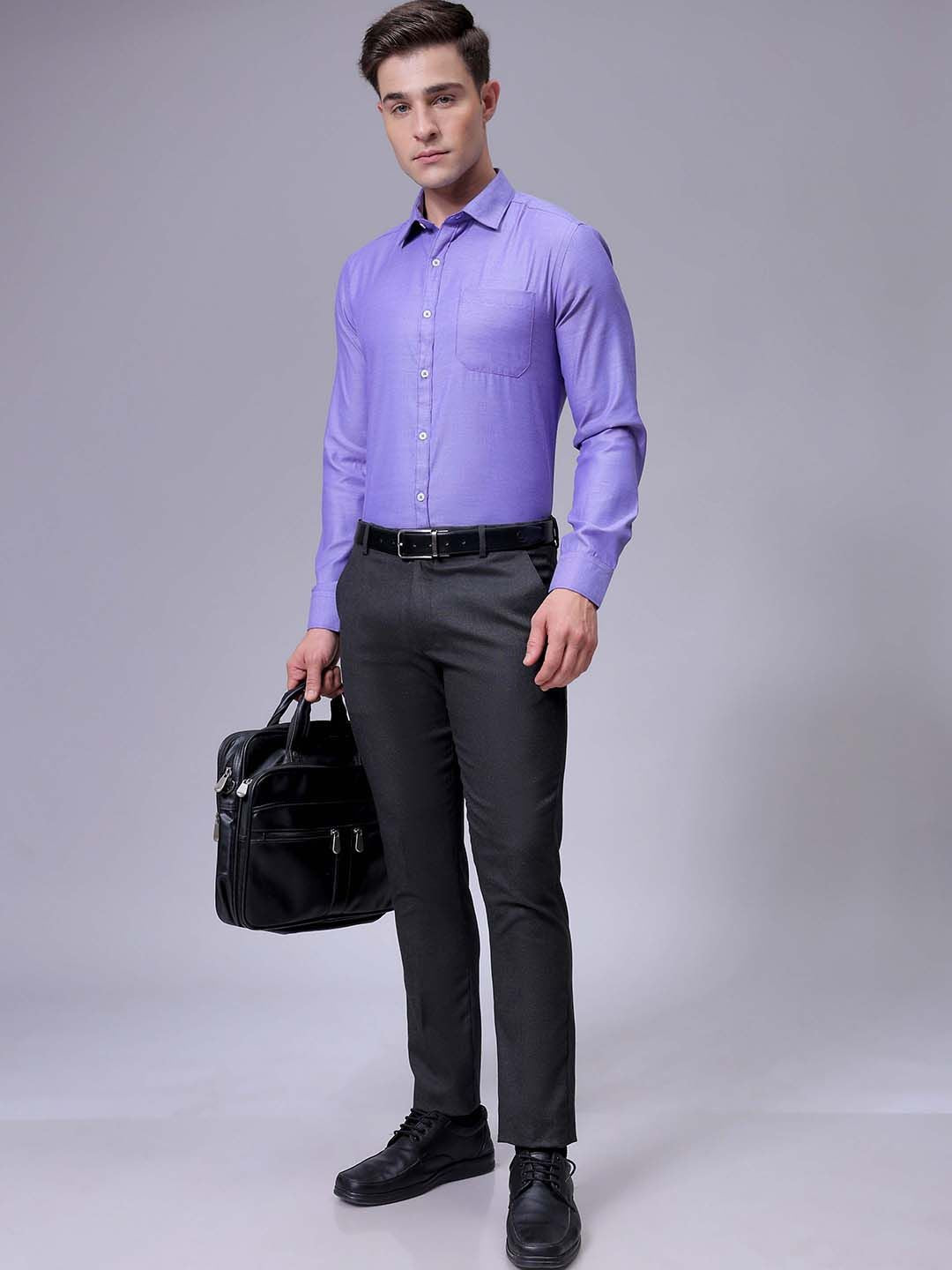 The Indian Garage Co. X Luxe Men Slim Fit Cutaway Collar Solid Formal Shirt
