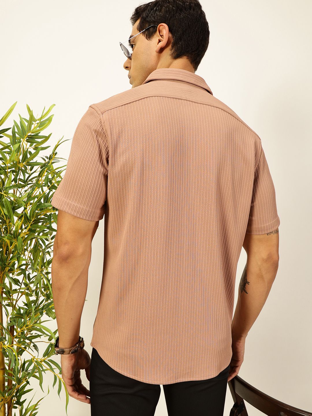 Thomas Scott Men Premium Slim Fit Vertical Stripes Casual Shirt
