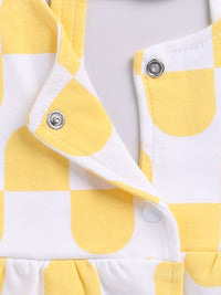 Moms Love Infant Girls Pure Cotton Printed Fit & Flare Dress with Applique Detail