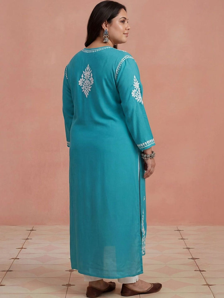 Rumah Wanita Chikankari Kurta Chikankari Sulaman Bunga