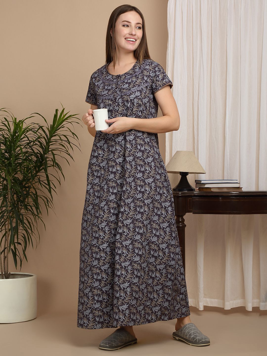Sweet Dreams Printed Pure Cotton Maxi Nightdress