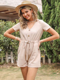 DressBerry Textured Waist Tie-Up Playsuit