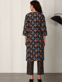 W Women Floral Printed Regular Pure Cotton Kurta with Trousers