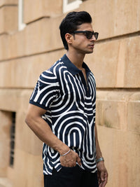 Powerlook Men Striped Polo Collar Pure Cotton T-shirt