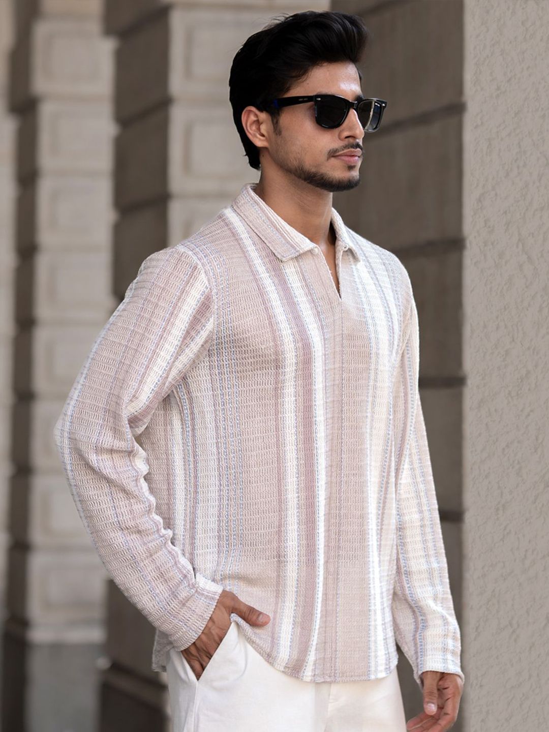 Powerlook Men Striped Polo Collar T-shirt