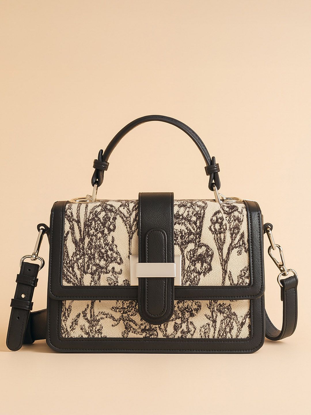 Lino Perros Satchel Struktur Bercetak Floral