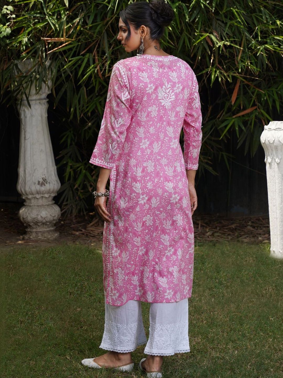 Rumah Wanita Chikankari Kurta Chikankari Sulaman Bunga