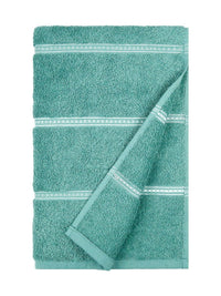 MYTRIDENT Green & White Striped Cotton 450 GSM Bath Towel