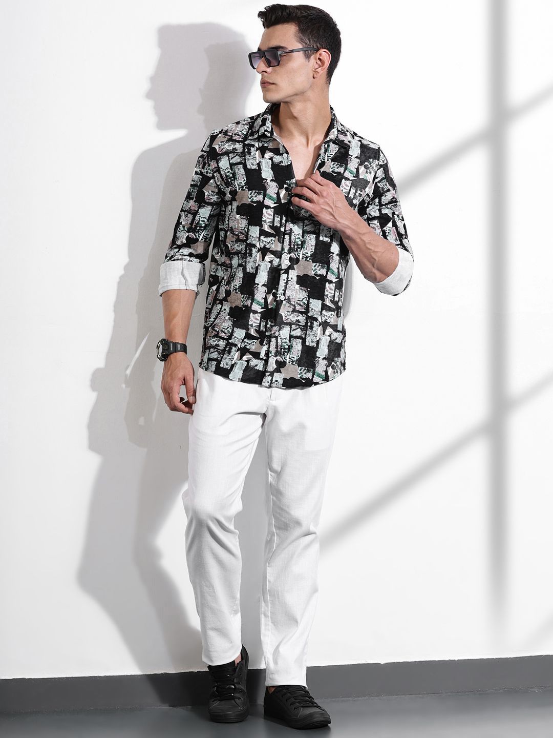 Thomas Scott Men Classic Slim Fit Opaque Printed Casual Shirt