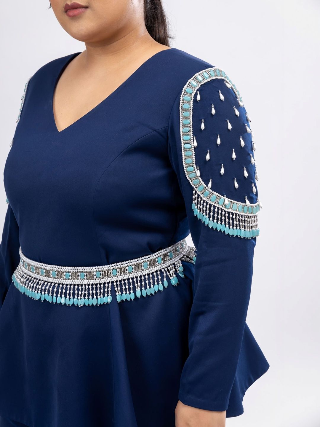 Mamicha Berhias V-Neck Tunik & Seluar Co-Ords