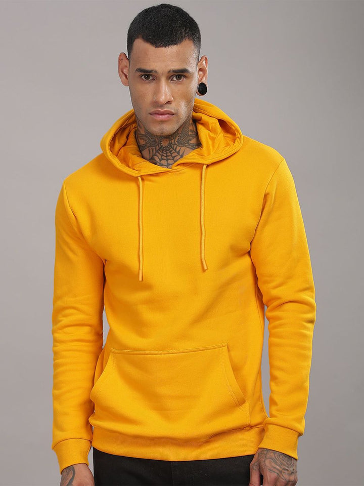 ADRO Lelaki Cotton Solid Hooded Pullover Sweatshirt
