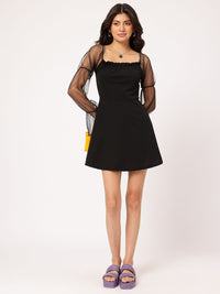 DressBerry Puff Sleeve Semi-Sheer Sheath Dress