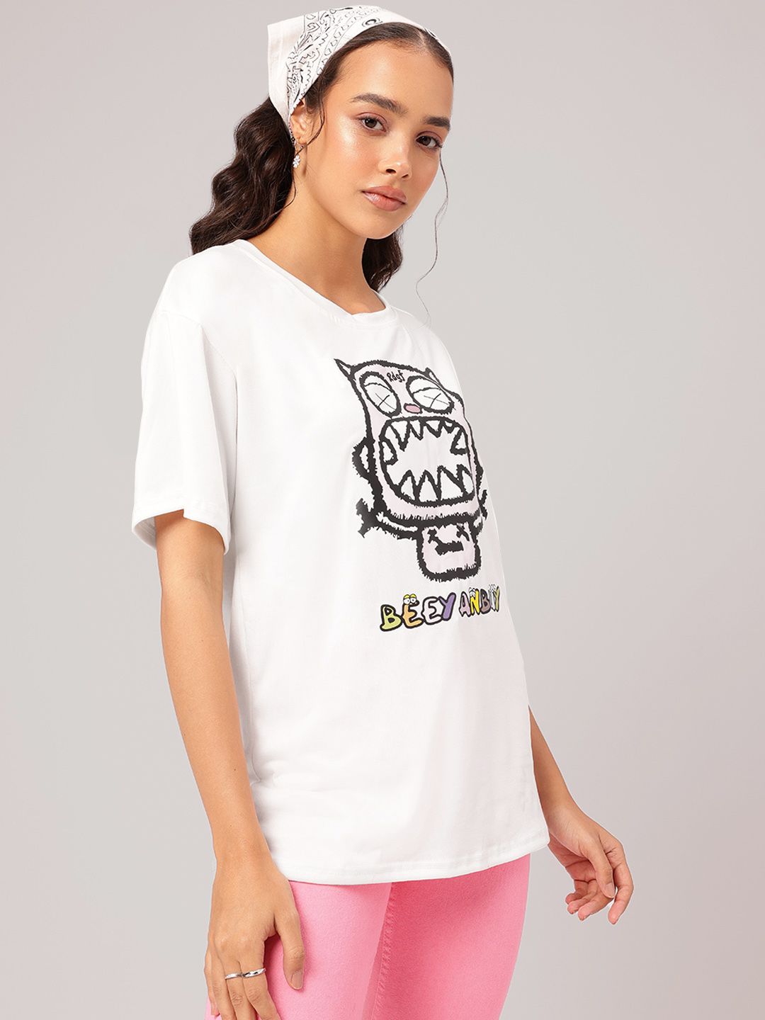 DressBerry Casual Comic Playful Printed Relax Longline Tee