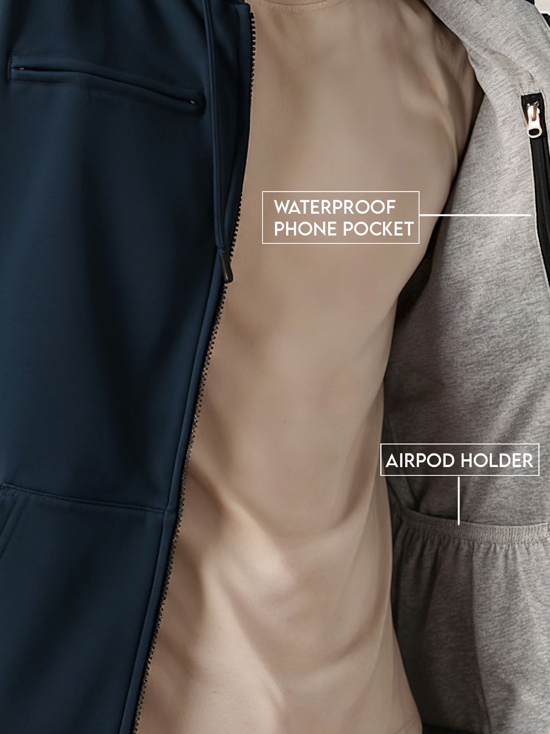 ADRO Men Travel Hooded Front-Open Sweatshirts With Multiple Waterproof Pockets