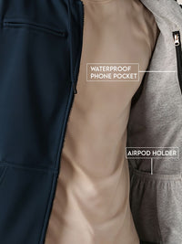 ADRO Men Travel Hooded Front-Open Sweatshirts With Multiple Waterproof Pockets