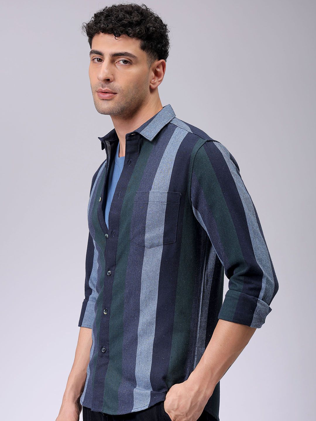The Indian Garage Co Men Slim Fit Multi Stripes Opaque Printed Casual Shirt