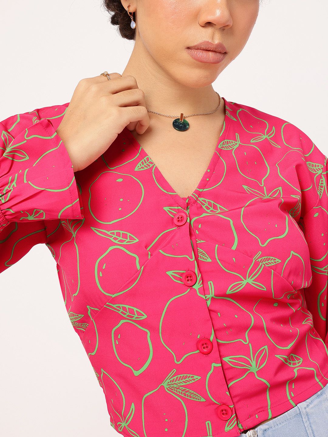 DressBerry Edgy Elegance Printed Shirt Style Top