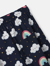 Nauti Nati Boys Clouds and Rainbow Print Shirt dan Pajama Night Suits