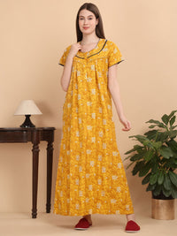 Sweet Dreams Women Printed Pure Cotton Maxi Nightdress