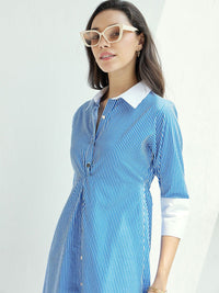 Pink Paprika by SASSAFRAS Striped A-Line Midi Cotton Dress