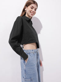 DressBerry Women Boxy Rebellion Utility Crop Shirt